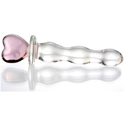 adam and eve red hearts glass dildo