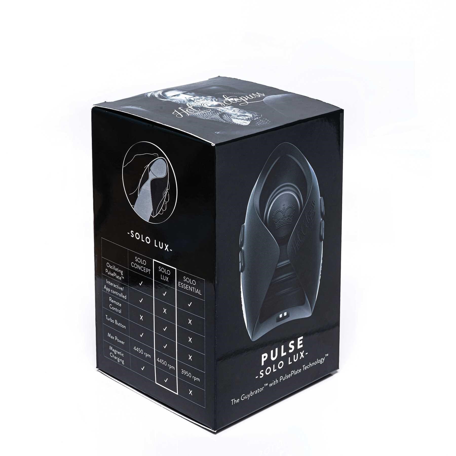 pulse solo lux side view of box packaging