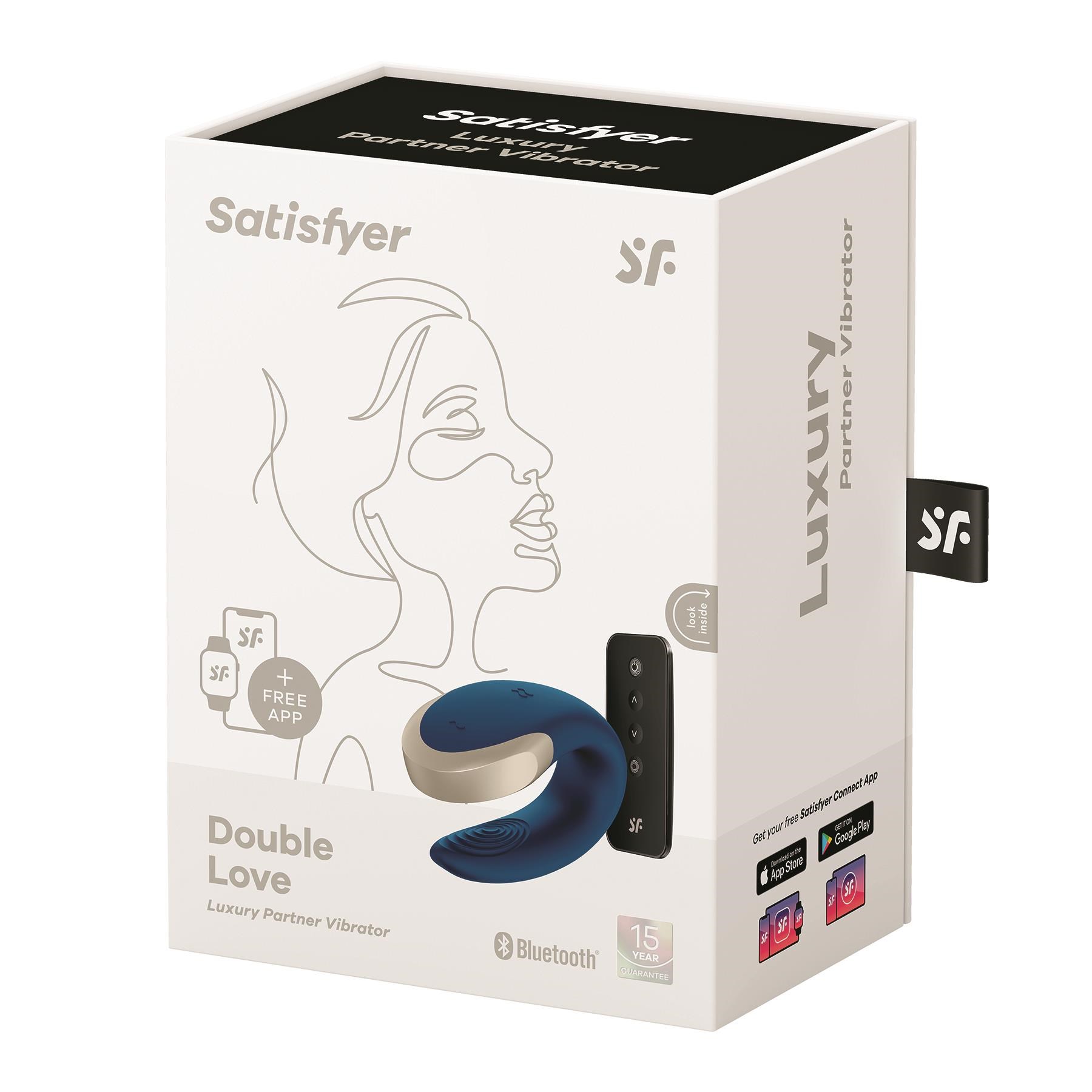 Satisfyer Double Love Couples Massager Packaging Shot - Blue