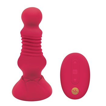 Rosegasm Thrusting Rosebud Remote Control Anal Plug - Product and Remote