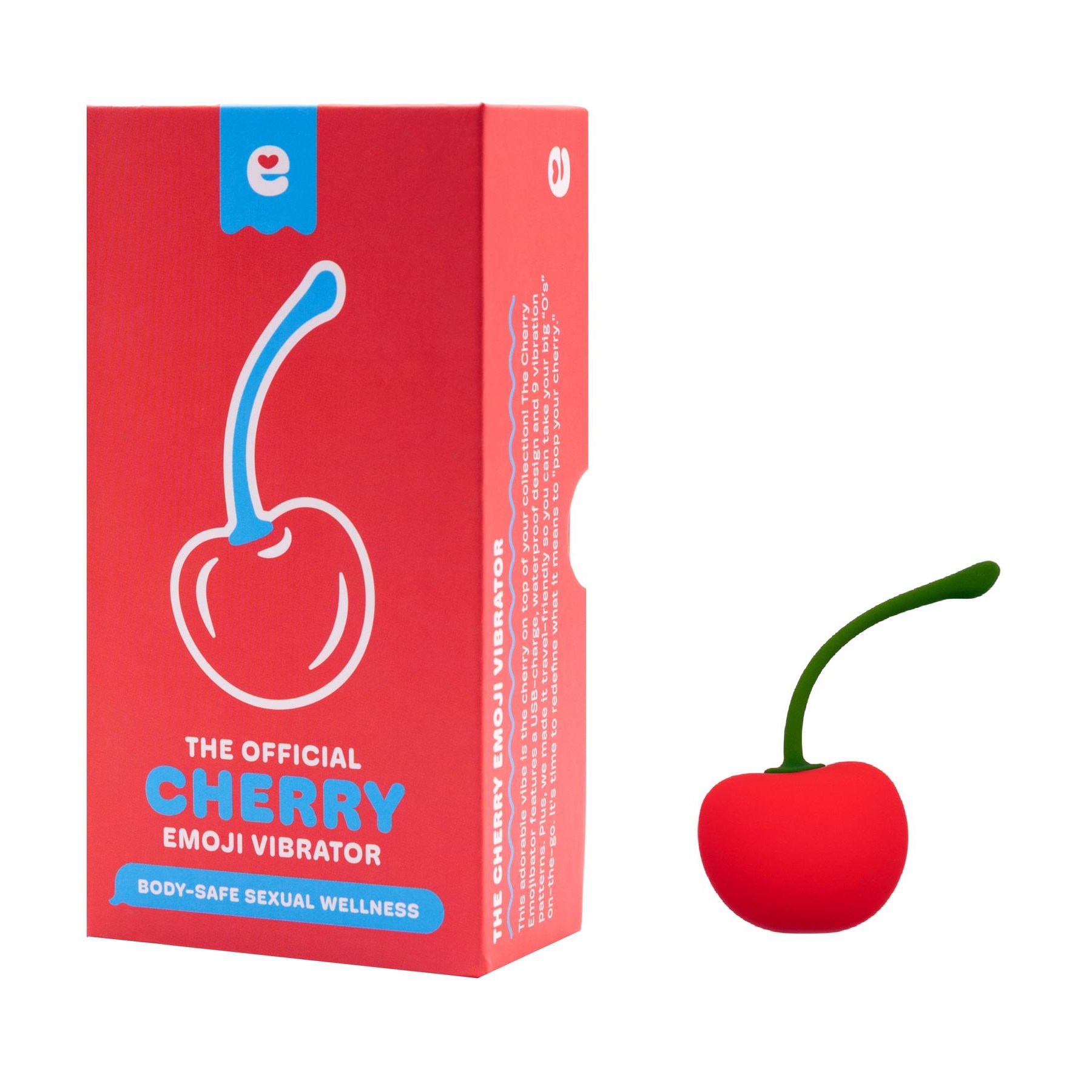 Emojibator Cherry Emoji Vibrator - Product and Packaging