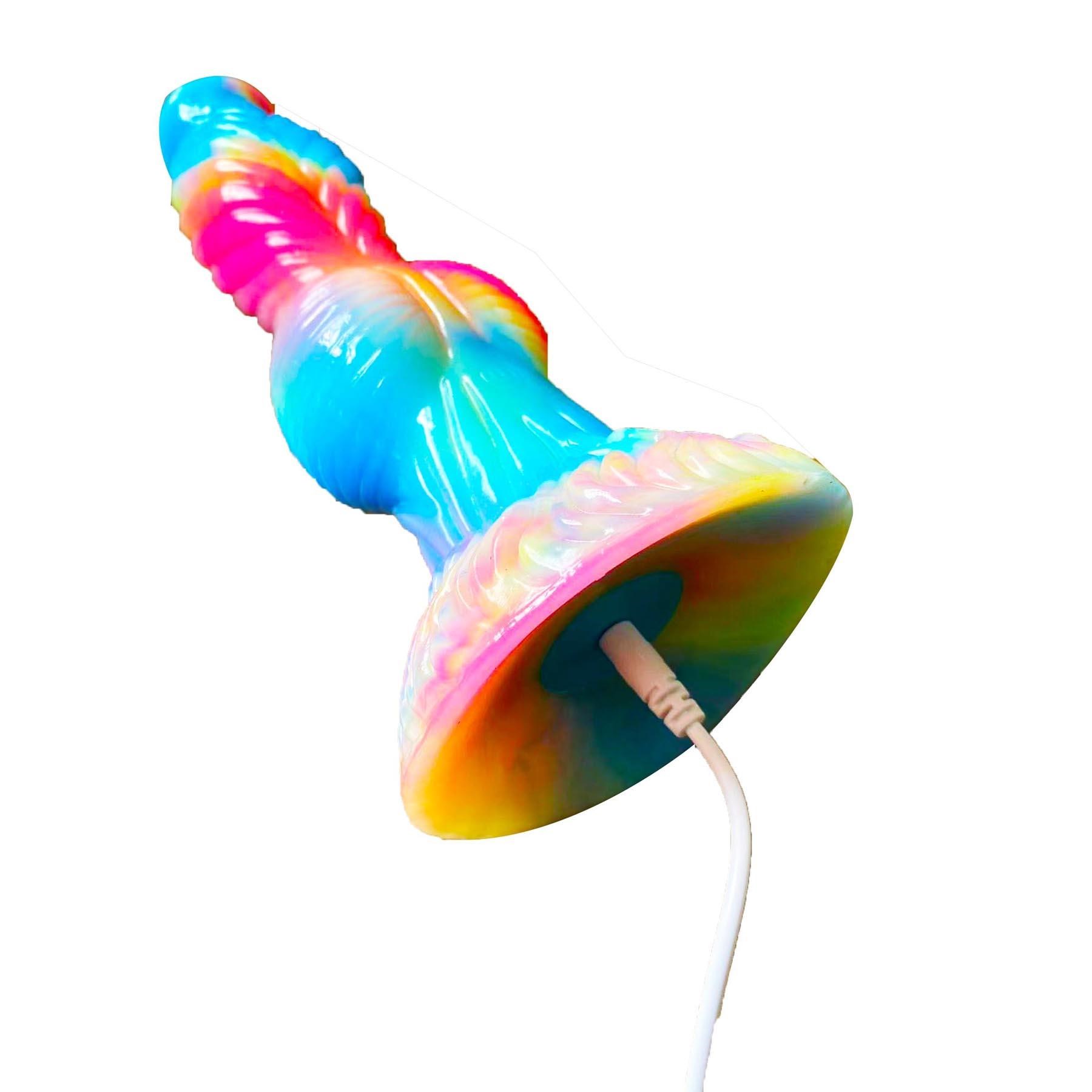 Twisted Unicorn Remote Control Thrusting Dildo - Showing Where Charging Cable is Placed