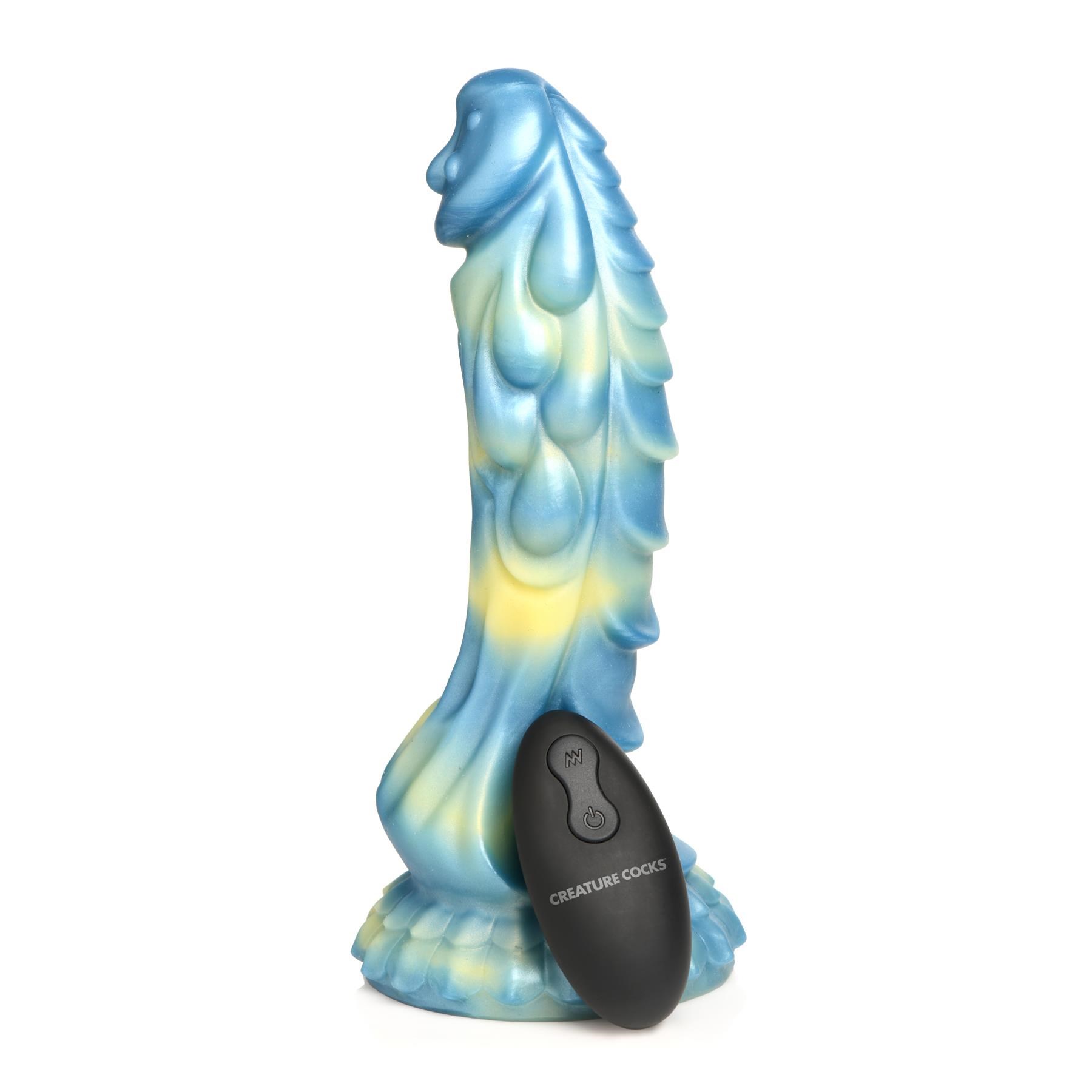 CreatureCocks Sea Stallion Vibrating Dildo with Remote - Product and Remote