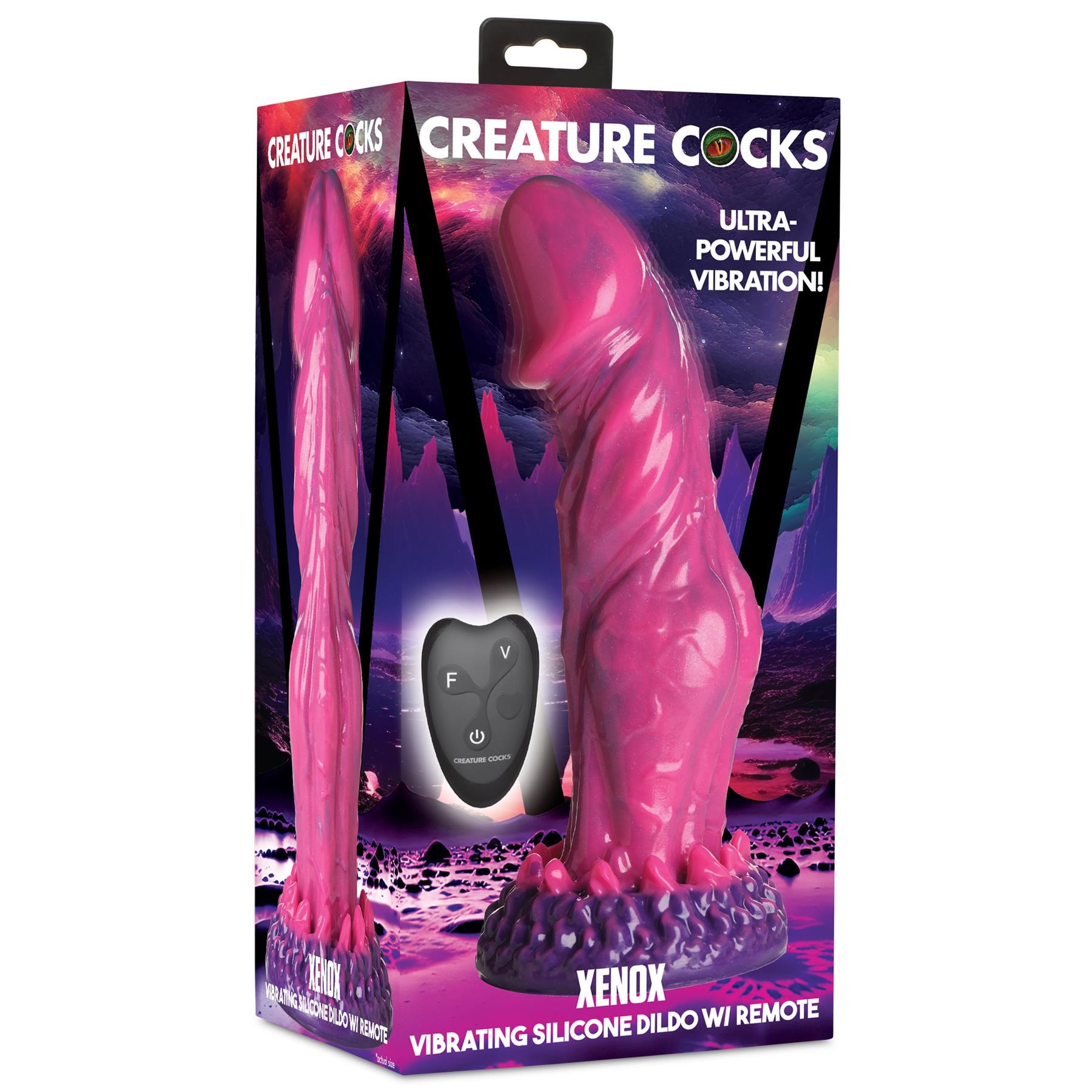 CreatureCocks Xenox Vibrating Dildo with Remote - Packing Shot