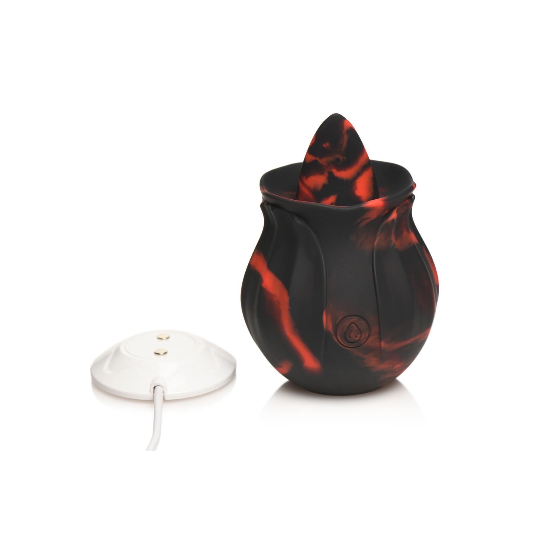 Bloomgasm Black Kiss Rimming Rose - Product and Charging Dock