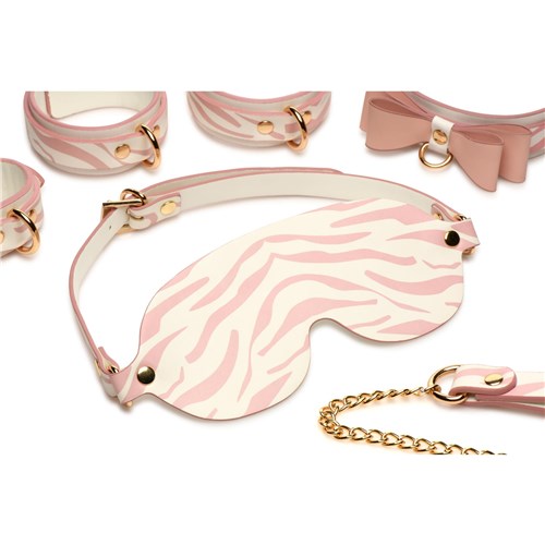 Master Series Pink Kitty Bondage Set - Blindfold, Cuffs, Collar and Leash