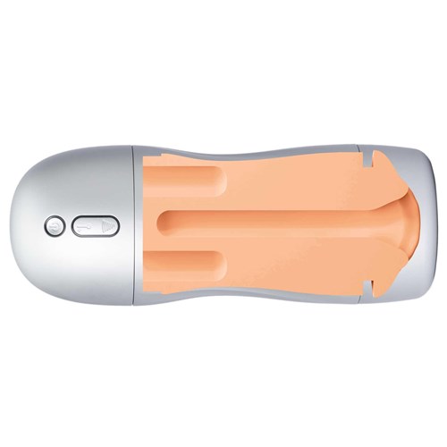 Maxtasy Suction Master Stroker - Realistic Nude Mouth cross section showing inner tunnel