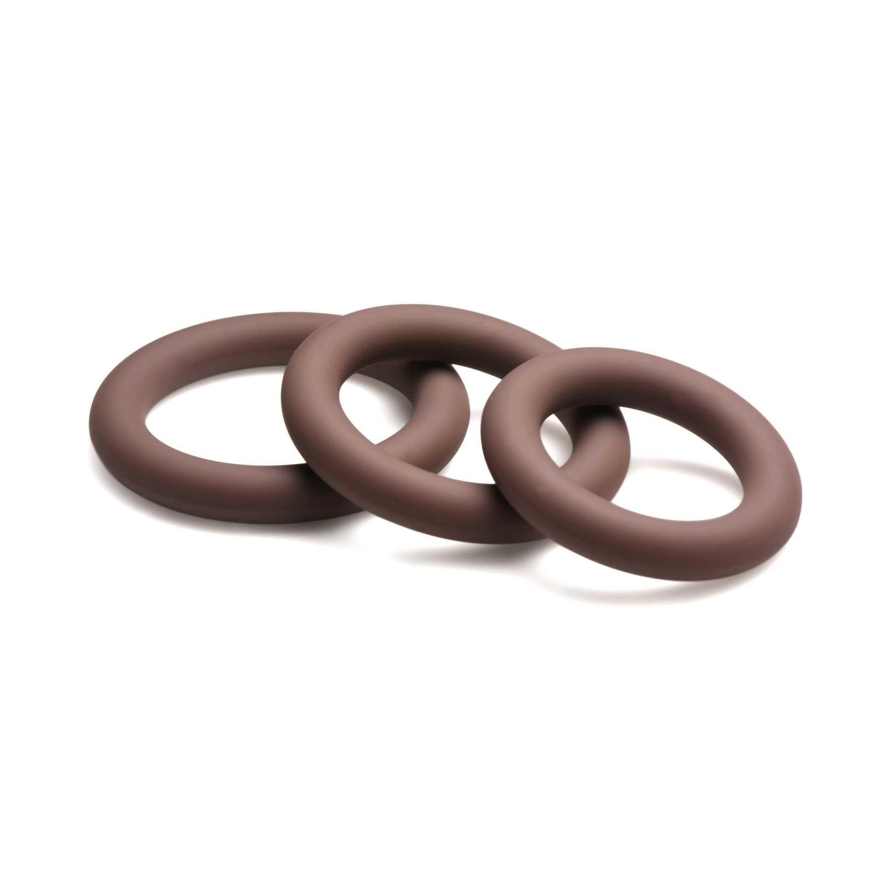 Jock Silicone Cock Ring Set brown 3 rings stacked