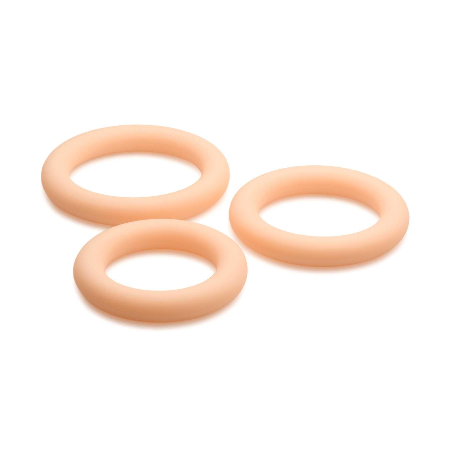 Jock Silicone Cock Ring Set white 3 rings on table