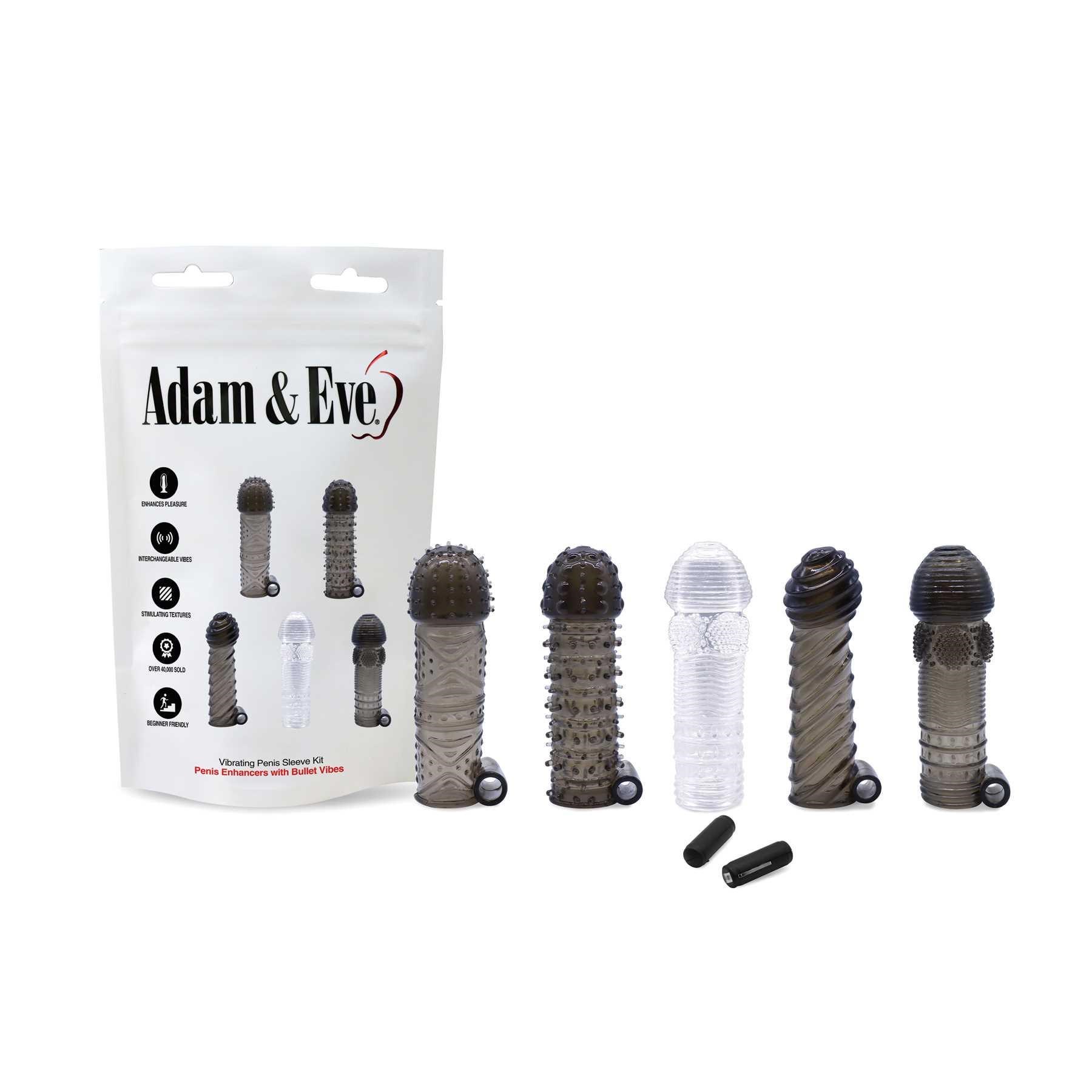 ADAM AND EVE VIBRATING PENIS SLEEVE KIT with front of box