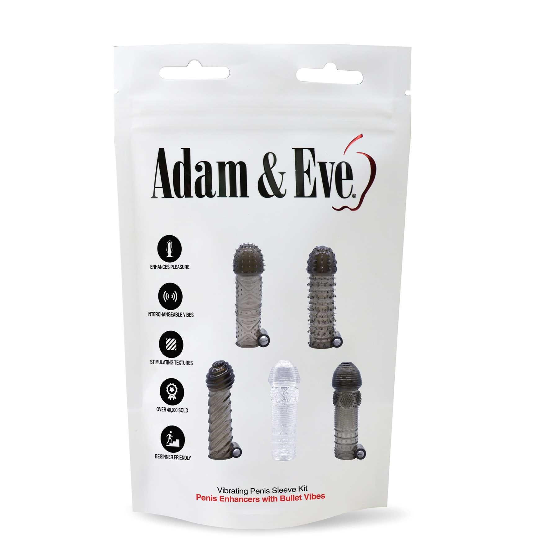 ADAM AND EVE VIBRATING PENIS SLEEVE KIT front of box