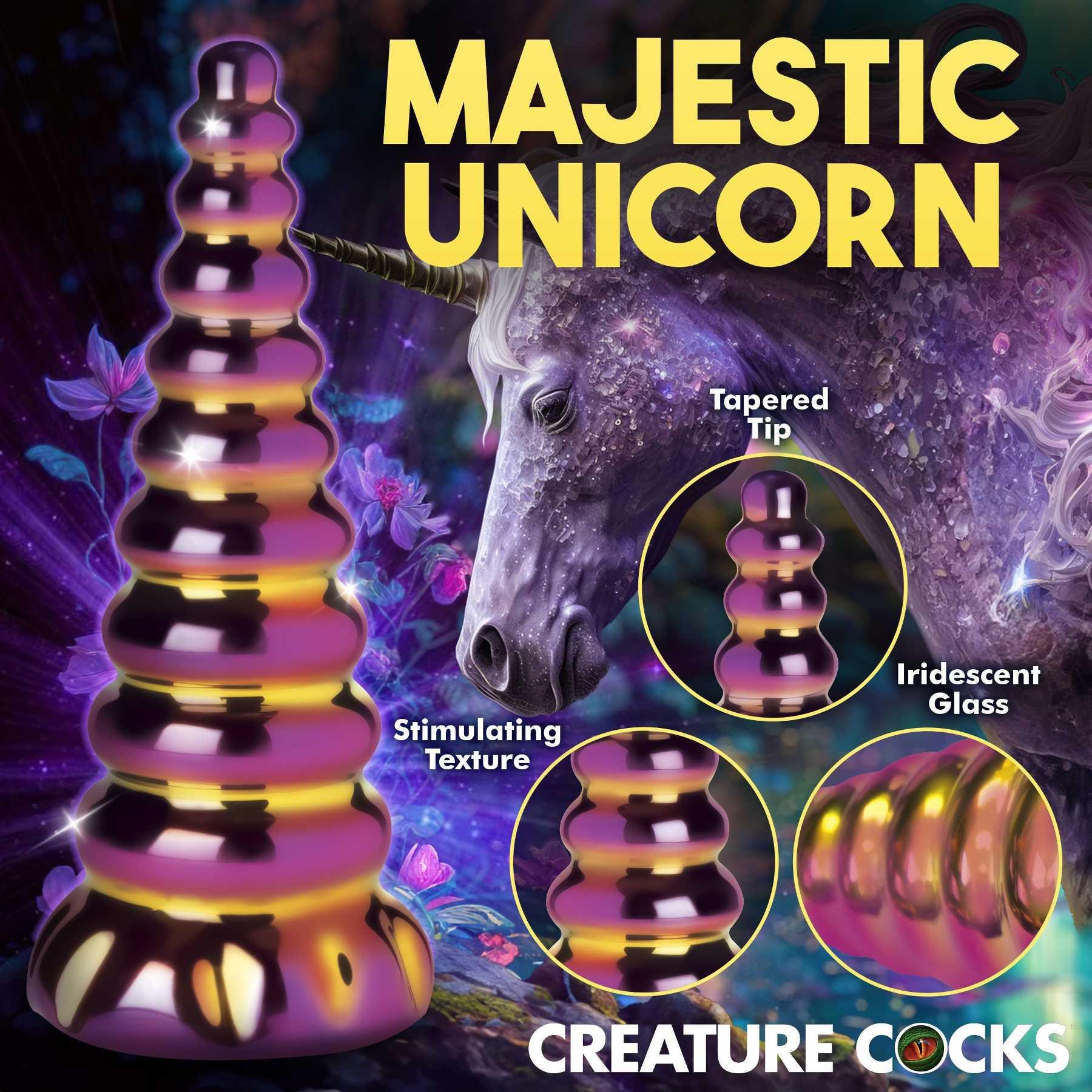 Creature Cock Twilight Rainbow Glass Dildo mood shot $6