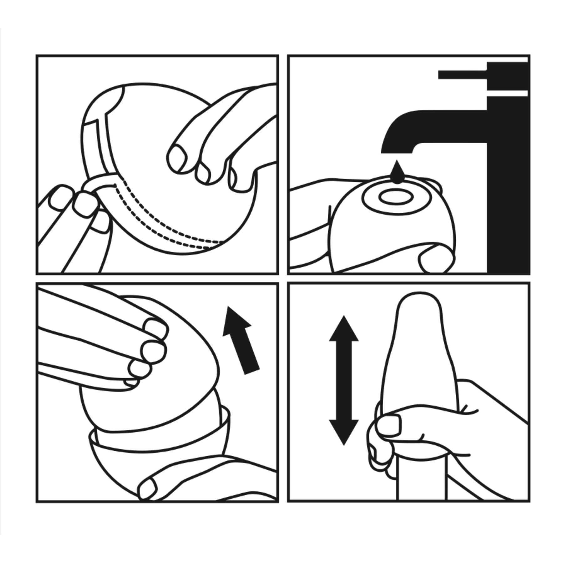 Satisfyer Masturbator Egg 3er Set - Fierce illustration of how to apply drops of water and operate