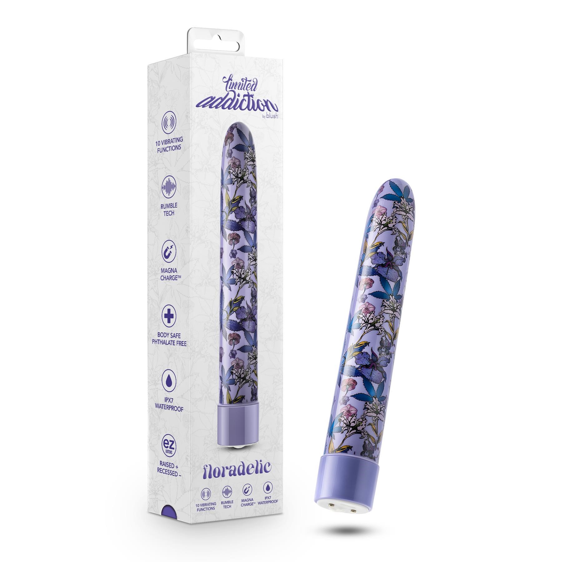 Limited Addiction Floradelic Slimline Vibrator - Product and Packaging