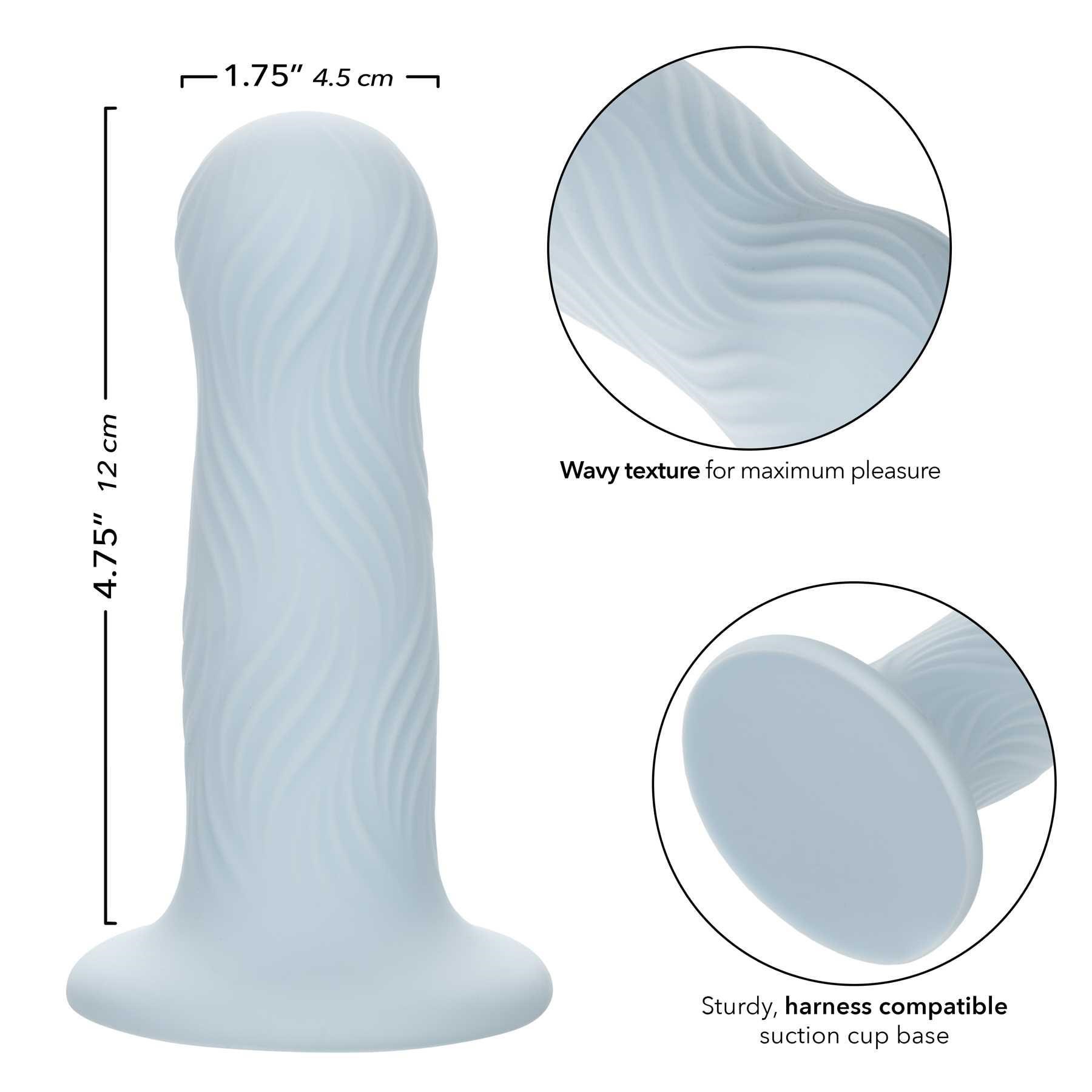 Wave Rider Foam Liquid Silicone Dildo dimensions sheet