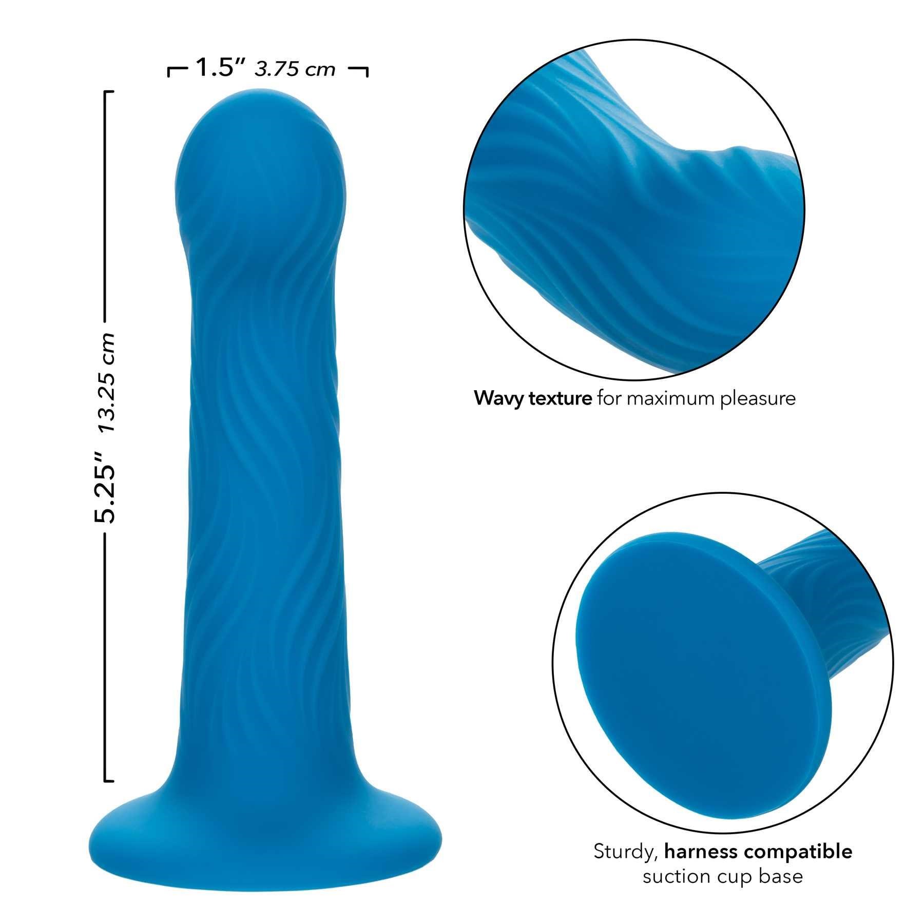 Wave Rider Ripple Liquid Silicone Dildo dimensions sheet