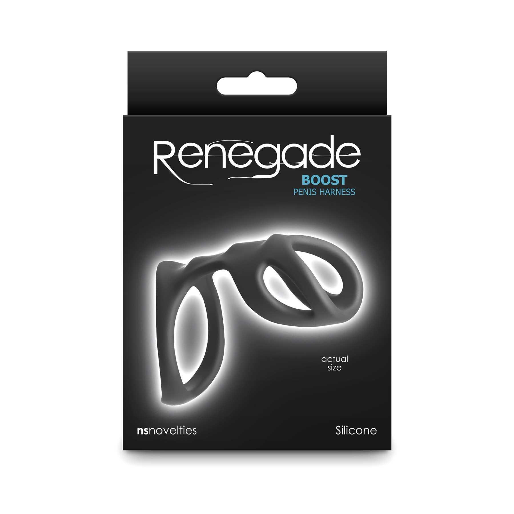 Renegade Boost Penis Cage package showing actual size