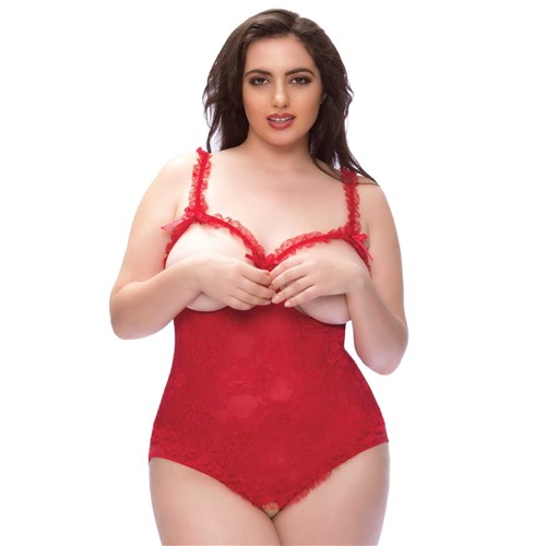 open for pleasure teddy red cropped queen  os