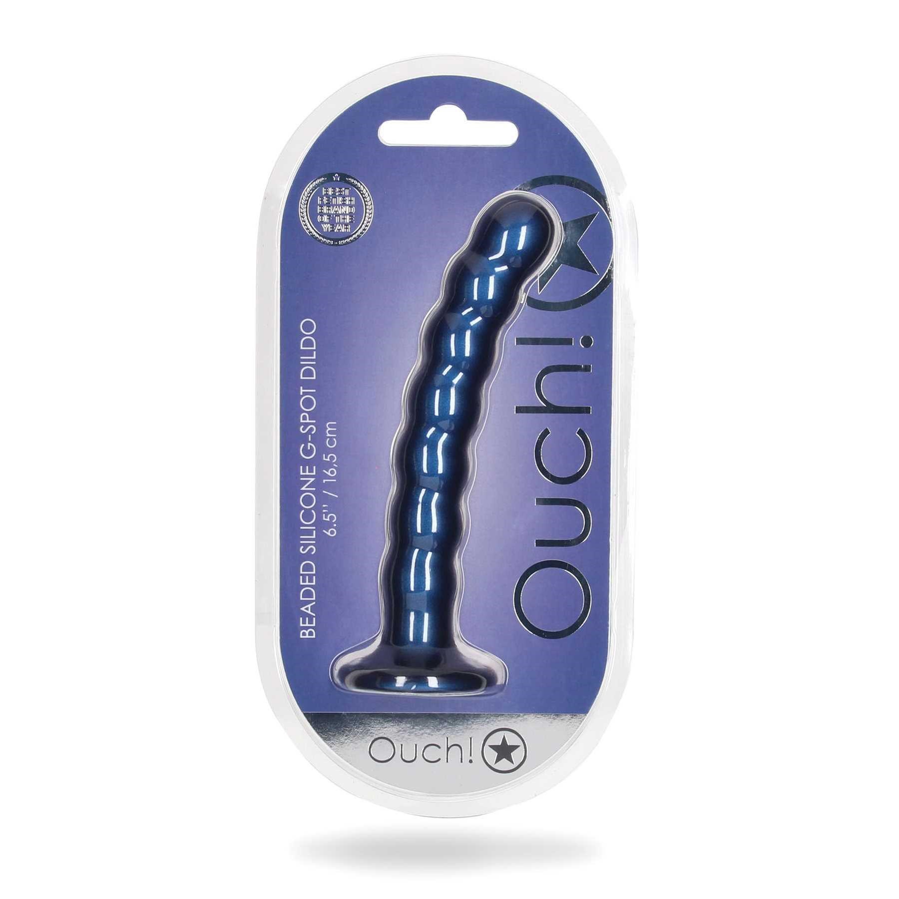 OUCH! METALLIC SILICONE 6.5 BEADED G-SPOT DILDO package