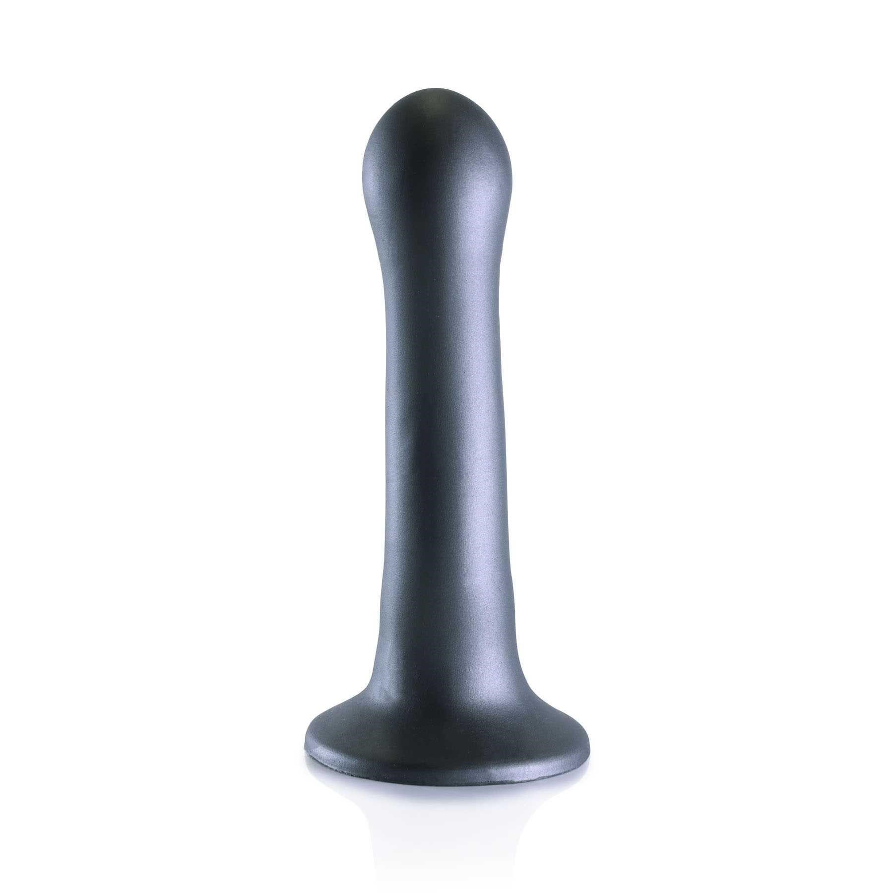 OUCH! METALLIC SILICONE 7 ULTRA SOFT CURVY G-SPOT DILDO standing upright