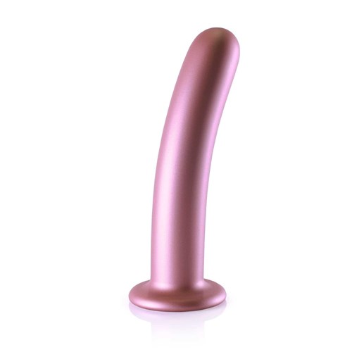 OUCH! METALLIC SILICONE 7 SMOOTH G-SPOT DILDO standing on table