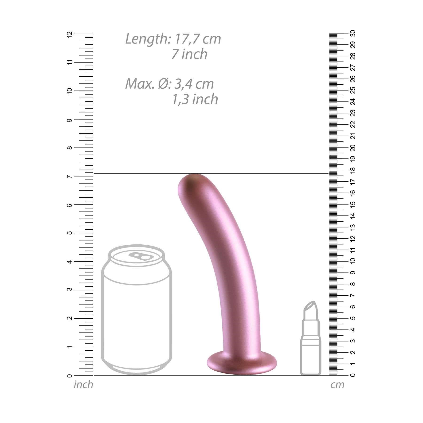 OUCH! METALLIC SILICONE 7 SMOOTH G-SPOT DILDO dimensions illustration