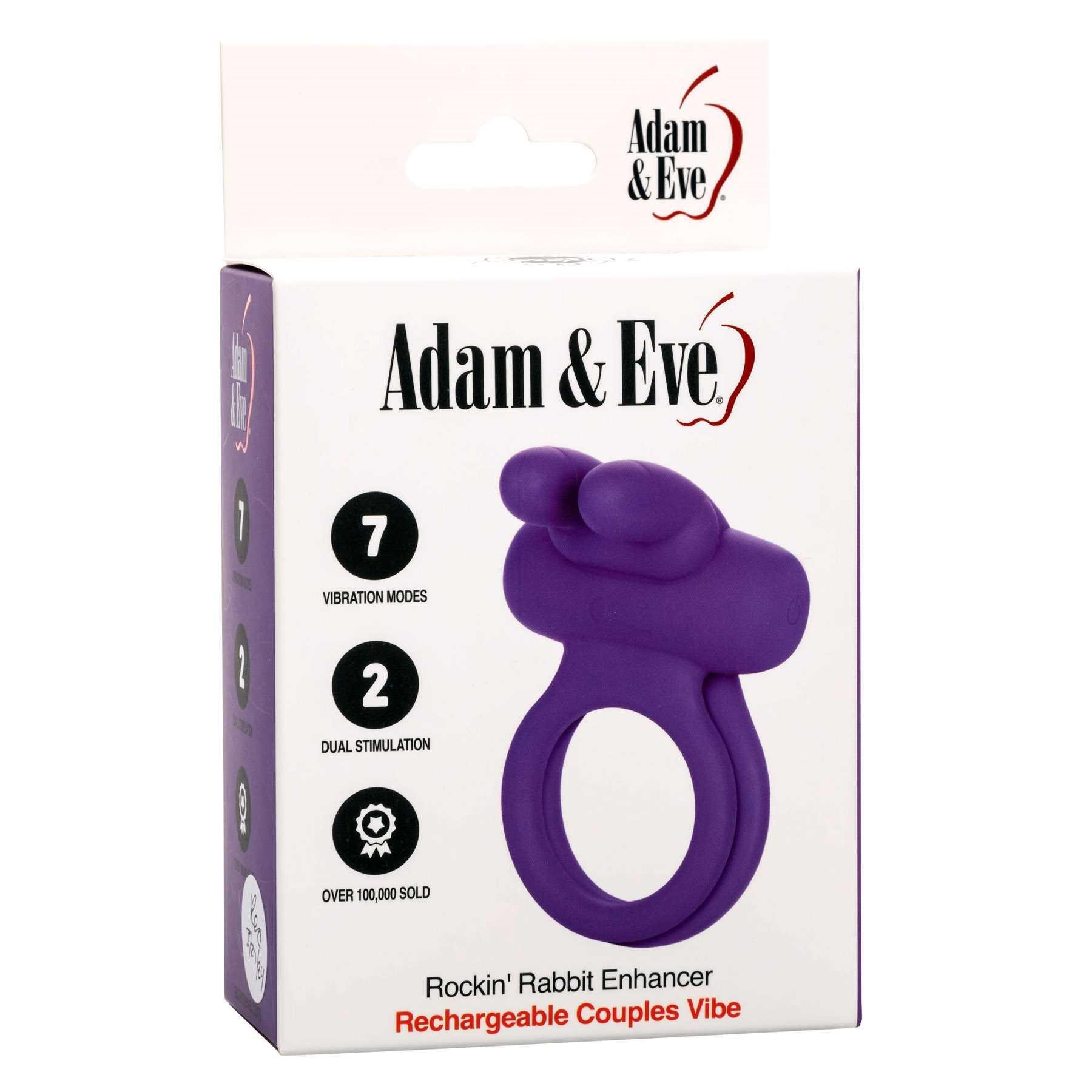 Adam & Eve Silicone Rechargeable Rockin' Rabbit Enhancer box