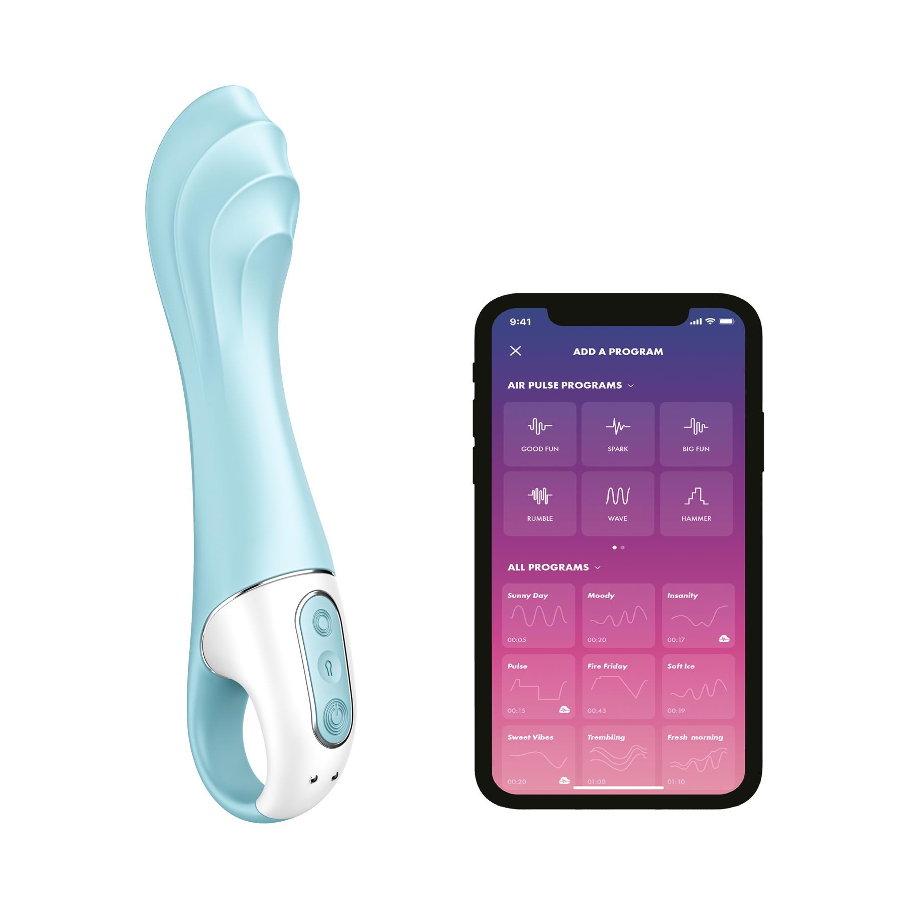 Satisfyer Air Pump 5+ App Enabled Inflatable Vibrator - Product and App