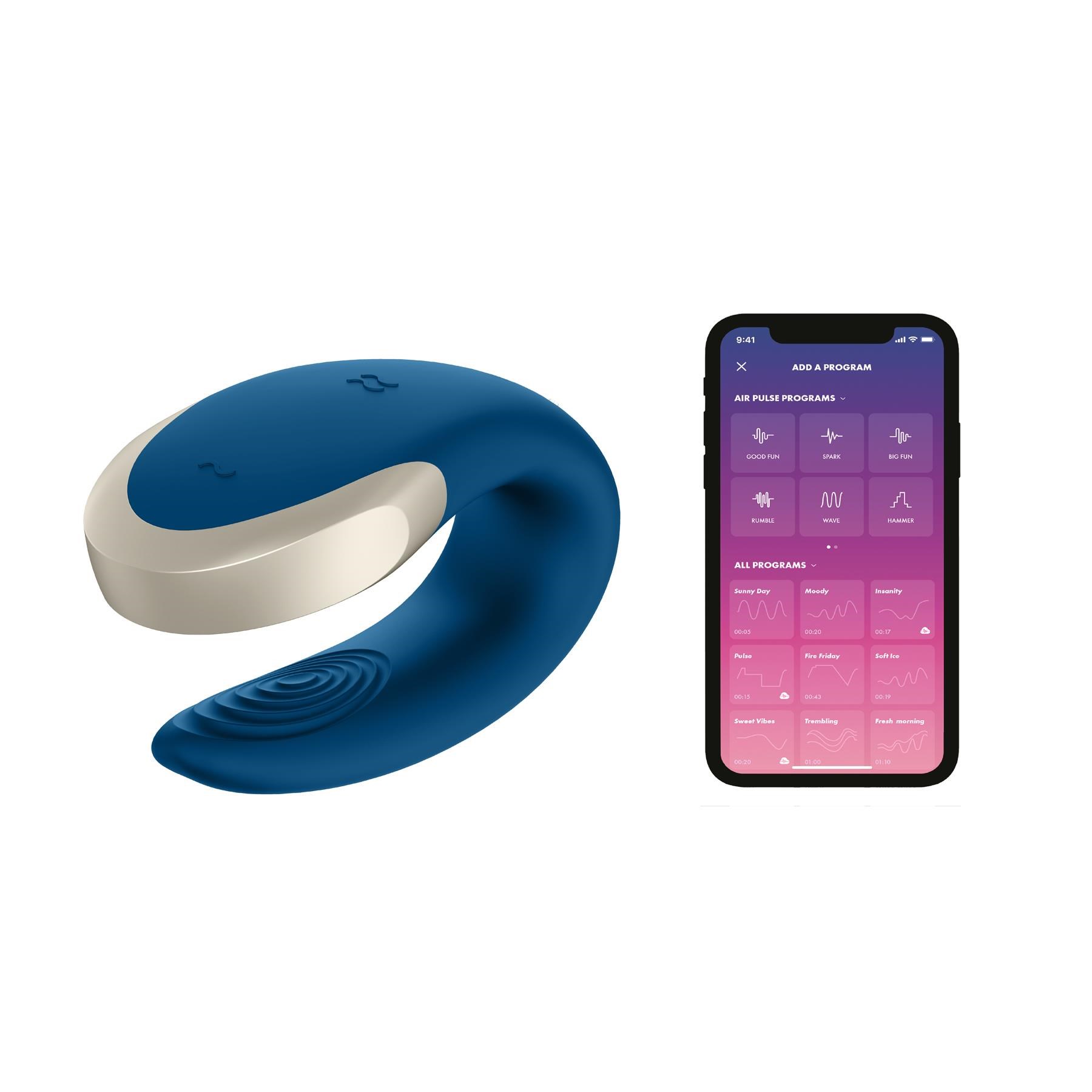 Satisfyer Double Love App Enabled Couples Massager with Remote Control - Product and App