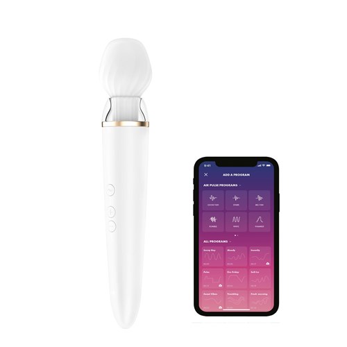 Satisfyer App Enabled Double Wand-Er with Attachment - Product and App