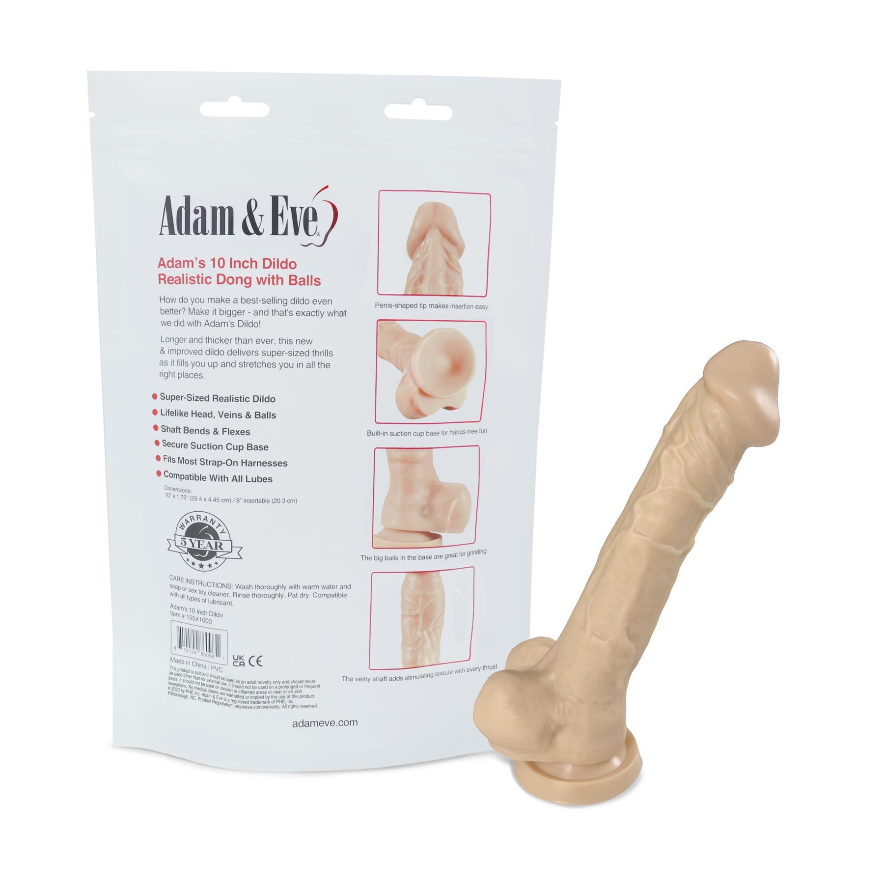 Adam's 10 Inch Dildo Dildo And Back Package