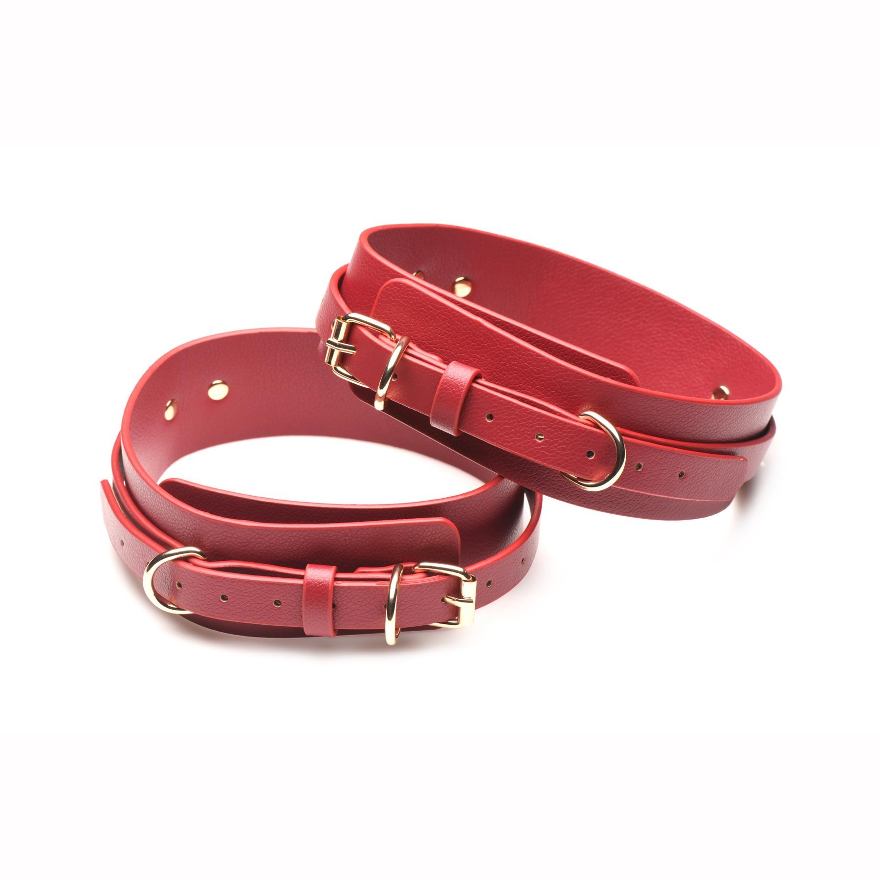 Crimson Captive Thigh, Wrist, Ankle Hog Tie Restraints with thigh cuff