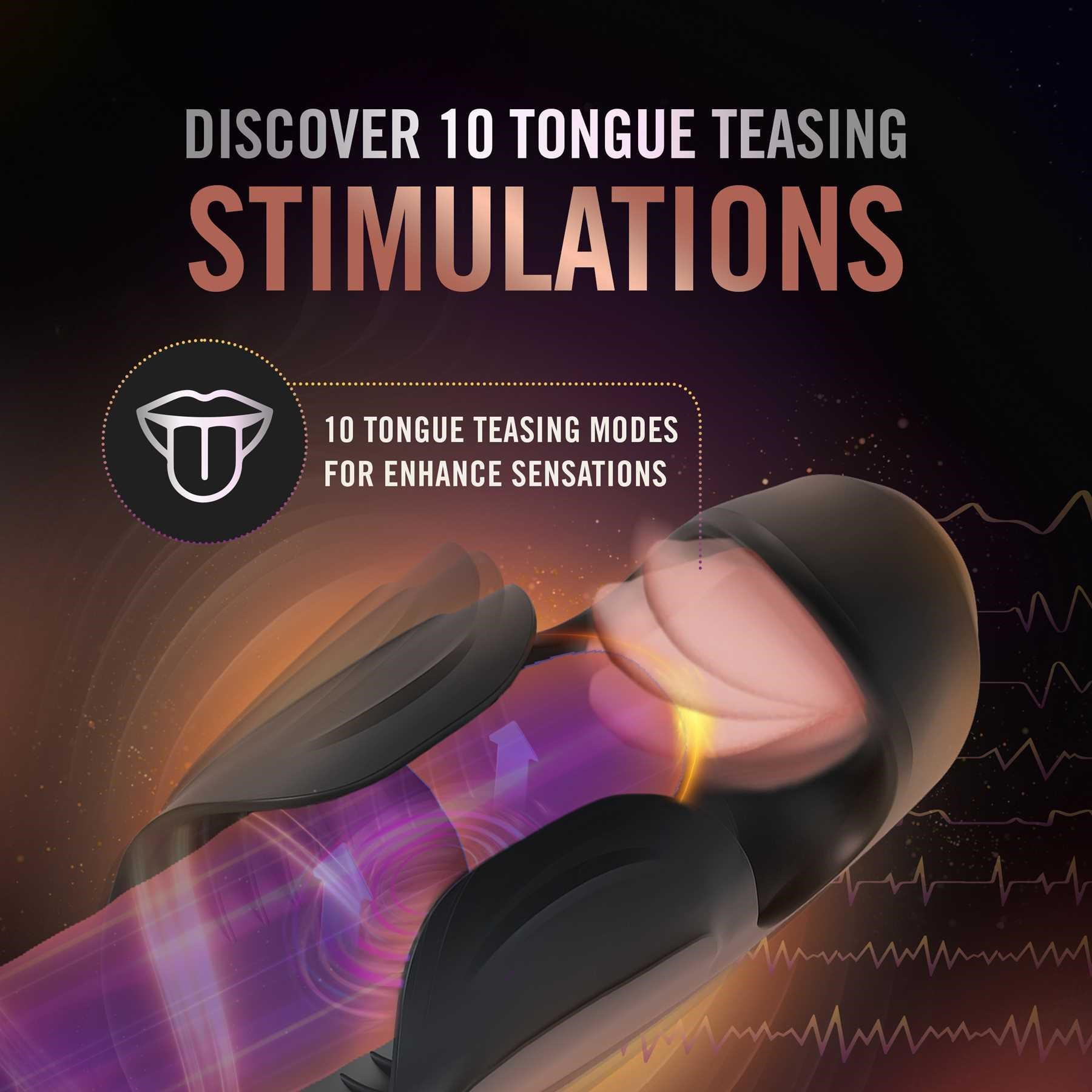 Lickety Split Vibrating Automatic Masturbator W/Tongue Licking Oral Stimulator info sheet #1