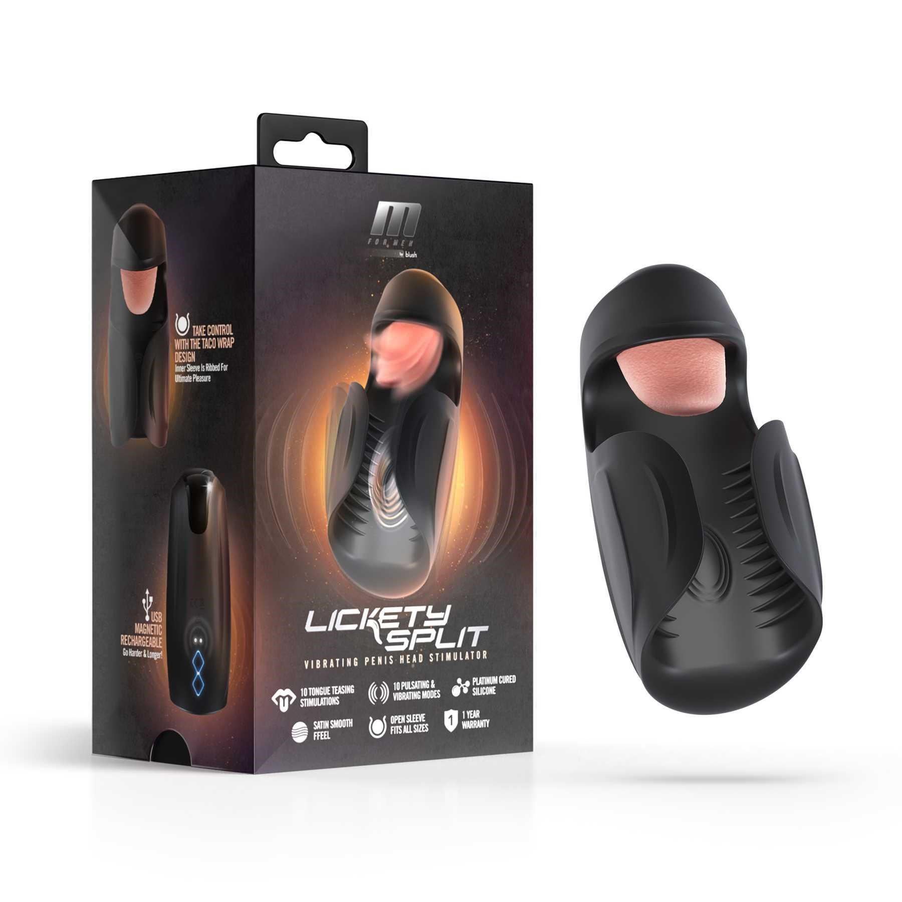 Lickety Split Vibrating Automatic Male Masturbator With Tongue Licking Oral Stimulator w/ box