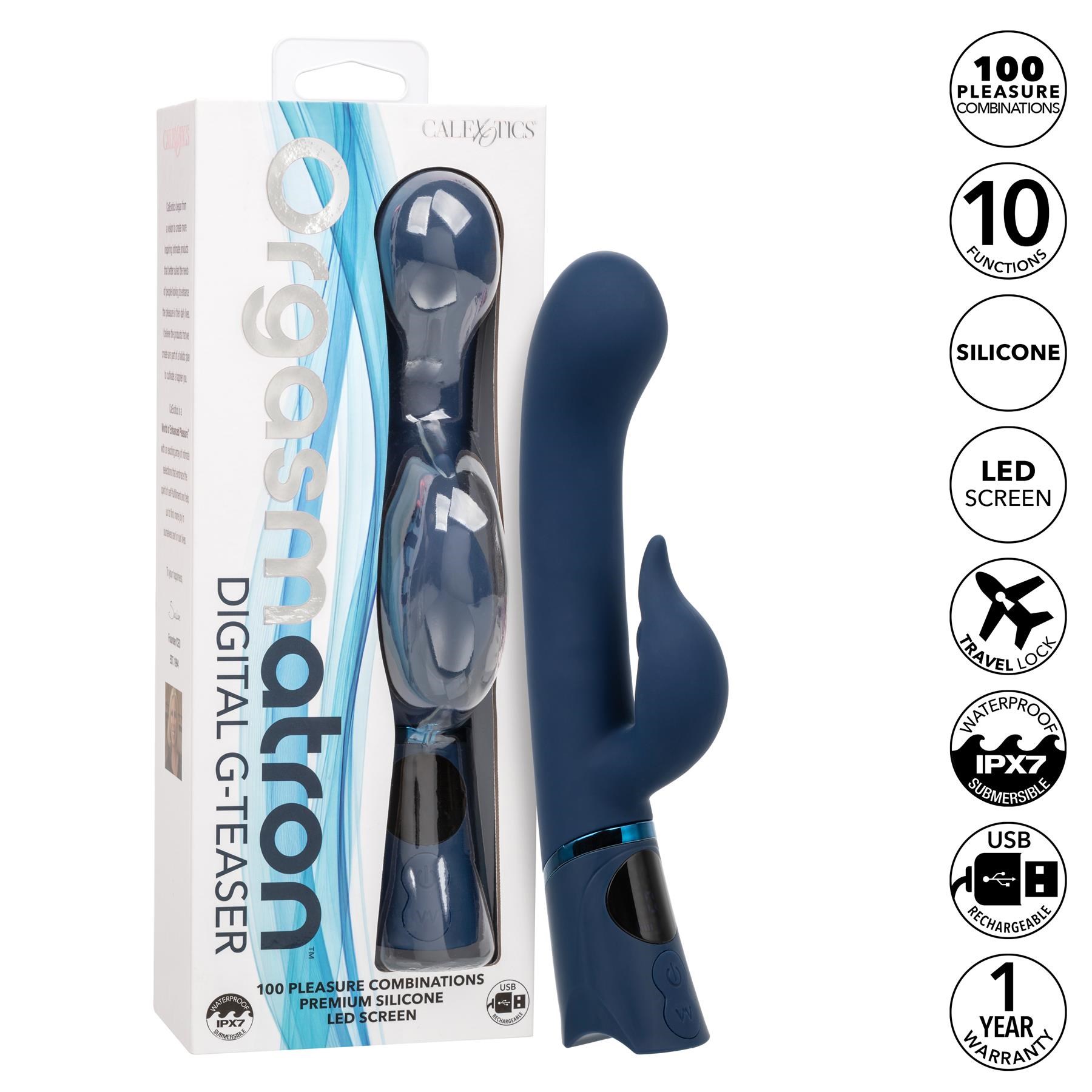 Orgasmatron Digital G-Teaser Dual Stimulating Vibrator product and package