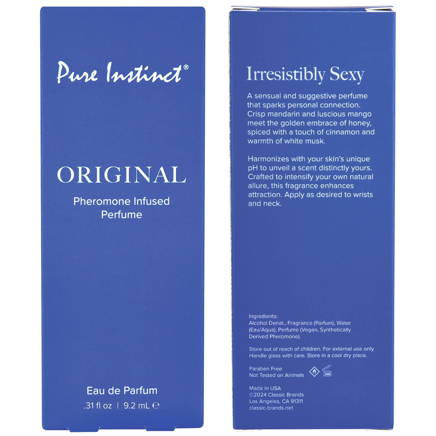 PURE INSTINCT PHEROMONE FRAGRANCE SPRAY - ORIGINAL front and back of box