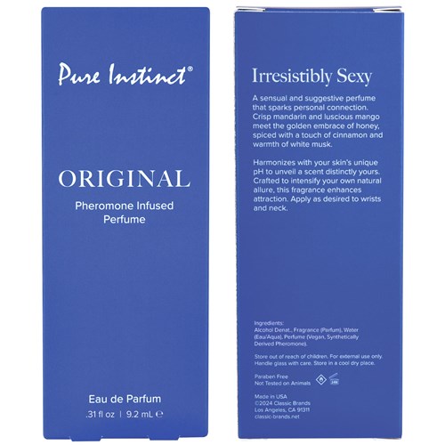 PURE INSTINCT PHEROMONE FRAGRANCE SPRAY - ORIGINAL front and back of box