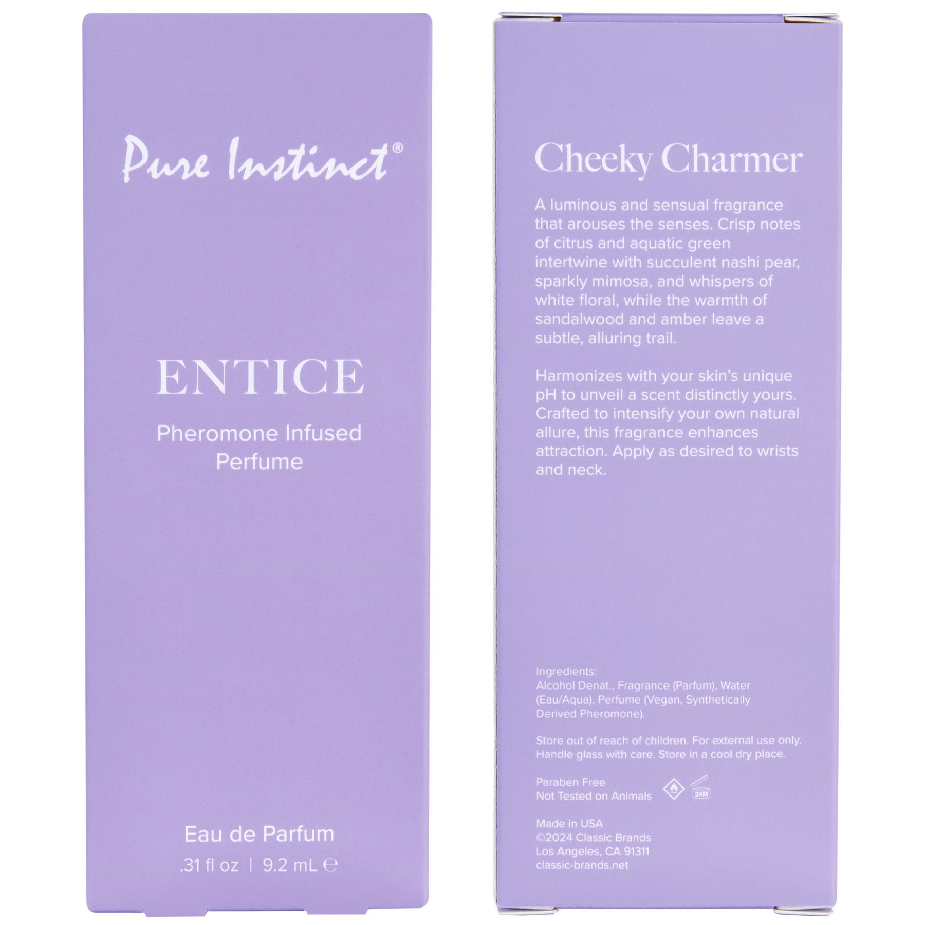 PURE INSTINCT PHEROMONE PERFUME SPRAY - ENTICE front & back