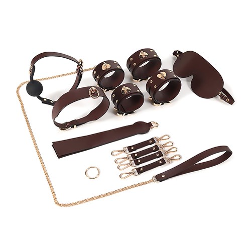 Adam & Eve Mahogany Desires Bondage Collection With Travel Case - Bondage Components