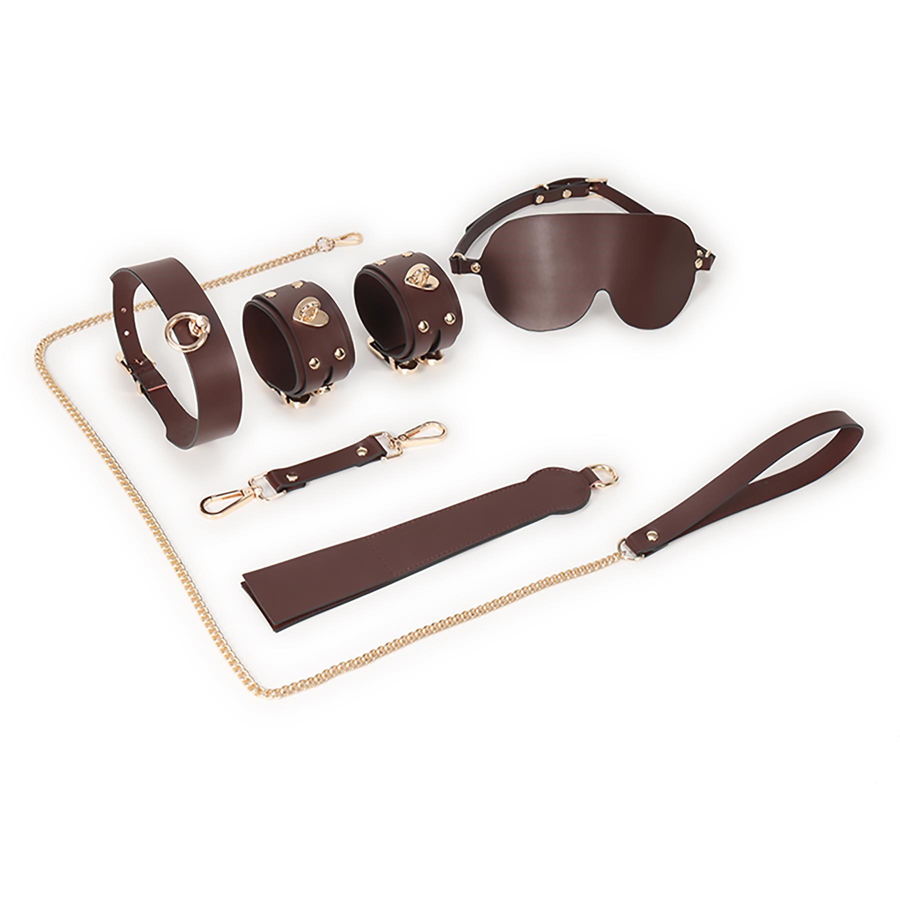 Adam & Eve Mahogany Desires Bondage Collection With Travel Case - Bondage Components