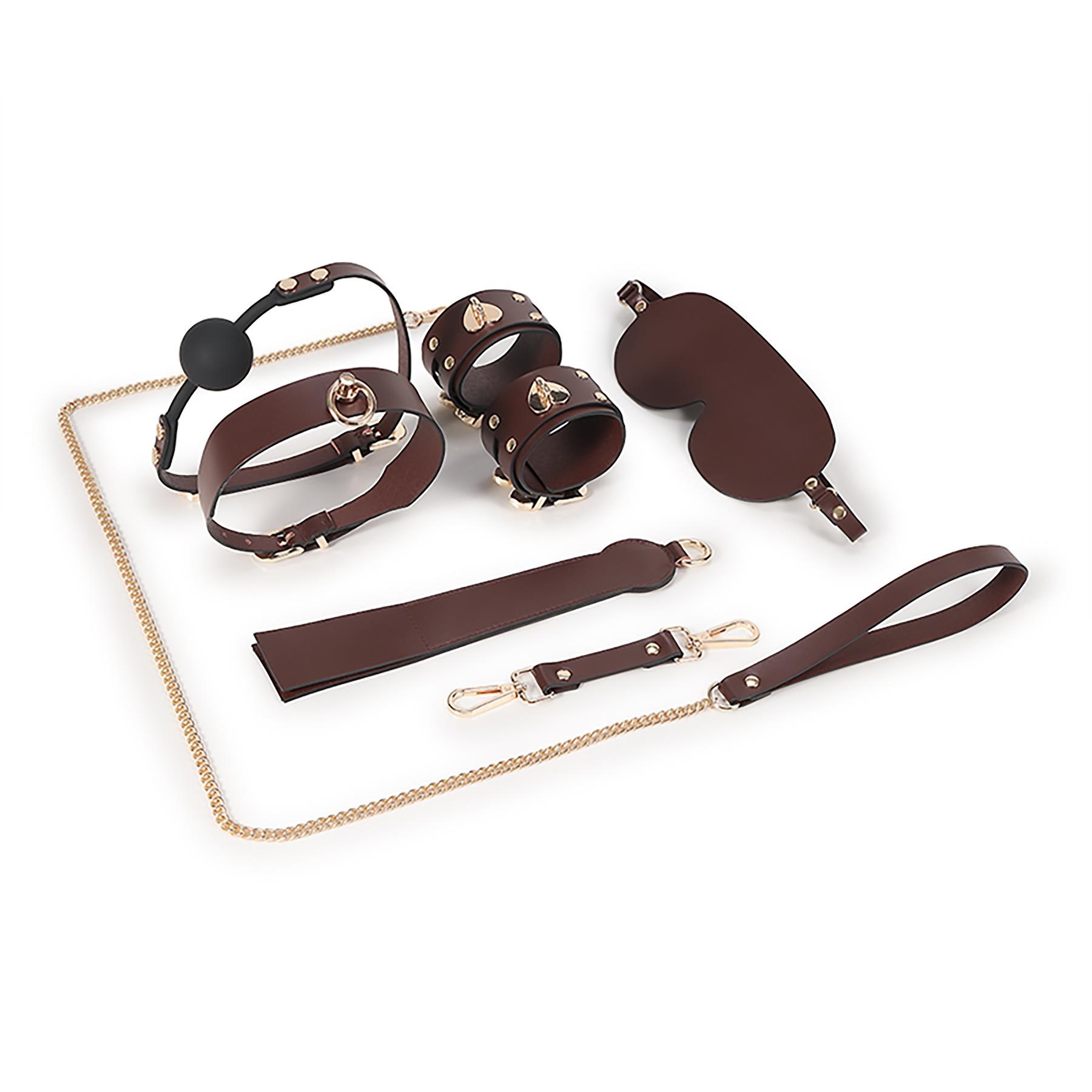 Adam & Eve Mahogany Desires Bondage Collection With Travel Case - Bondage Components