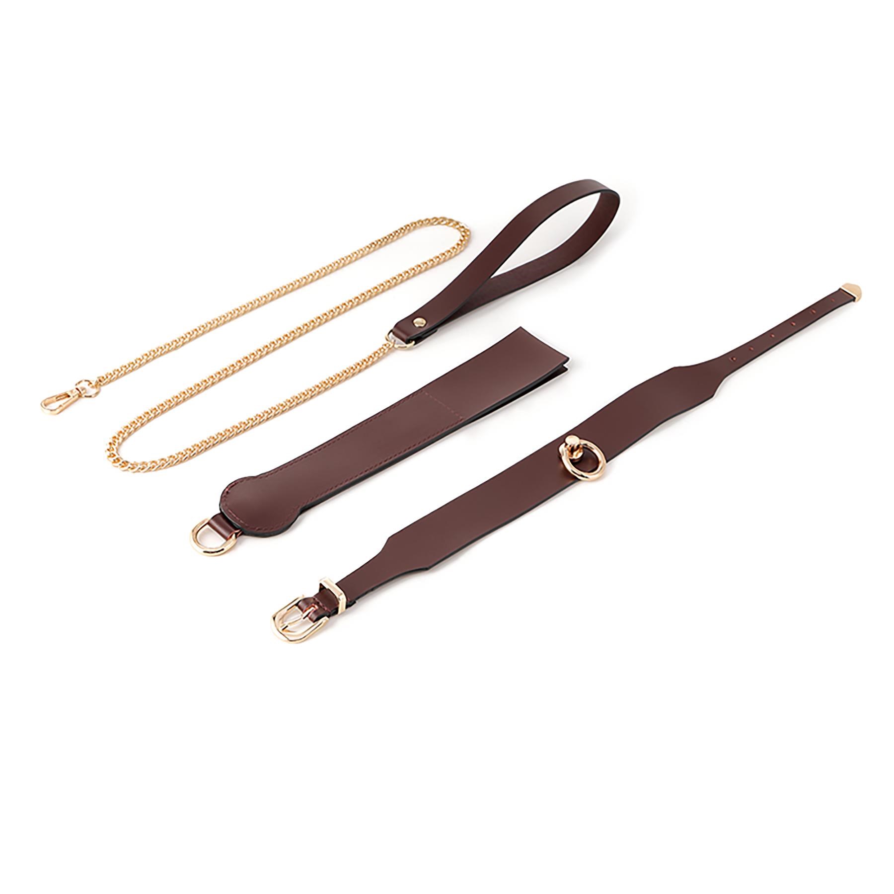 Adam & Eve Mahogany Desires Bondage Collection With Travel Case - Collar and Leash