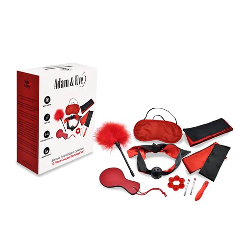 Adam & Eve Sensual Scarlet Nights Bondage Collection - Packaging and All Components