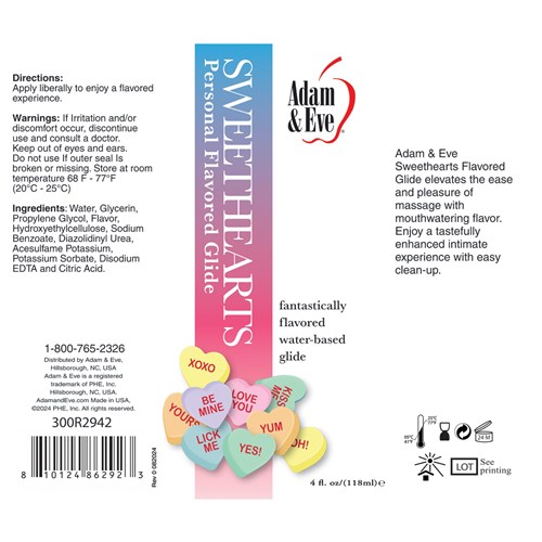 Adam & Eve Flavored Lubricants sweetheart label